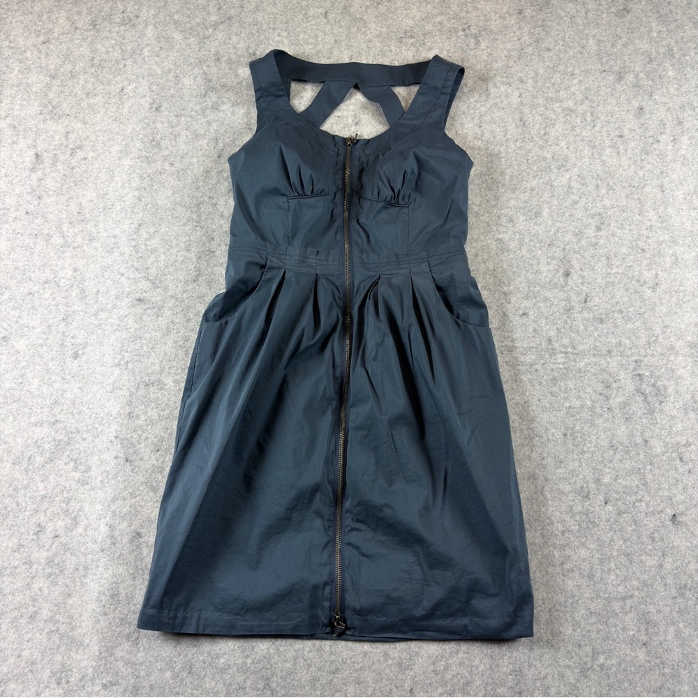 BCBGenaration Women’s Teal Sleeveless Zip Front CutOut BackFit Size 2 Dress